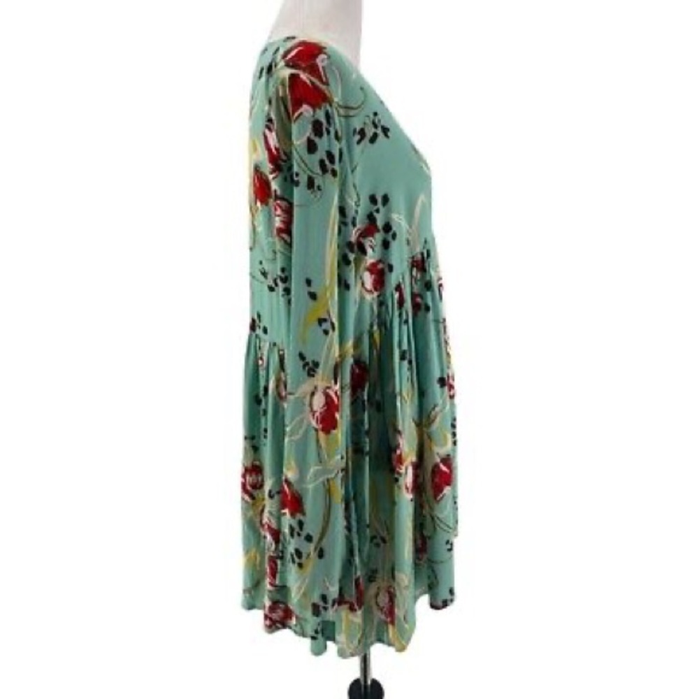 Free People Women's Green Floral Bella Printed Tunic Mini Dress Size XS NWT - Picture 6 of 9